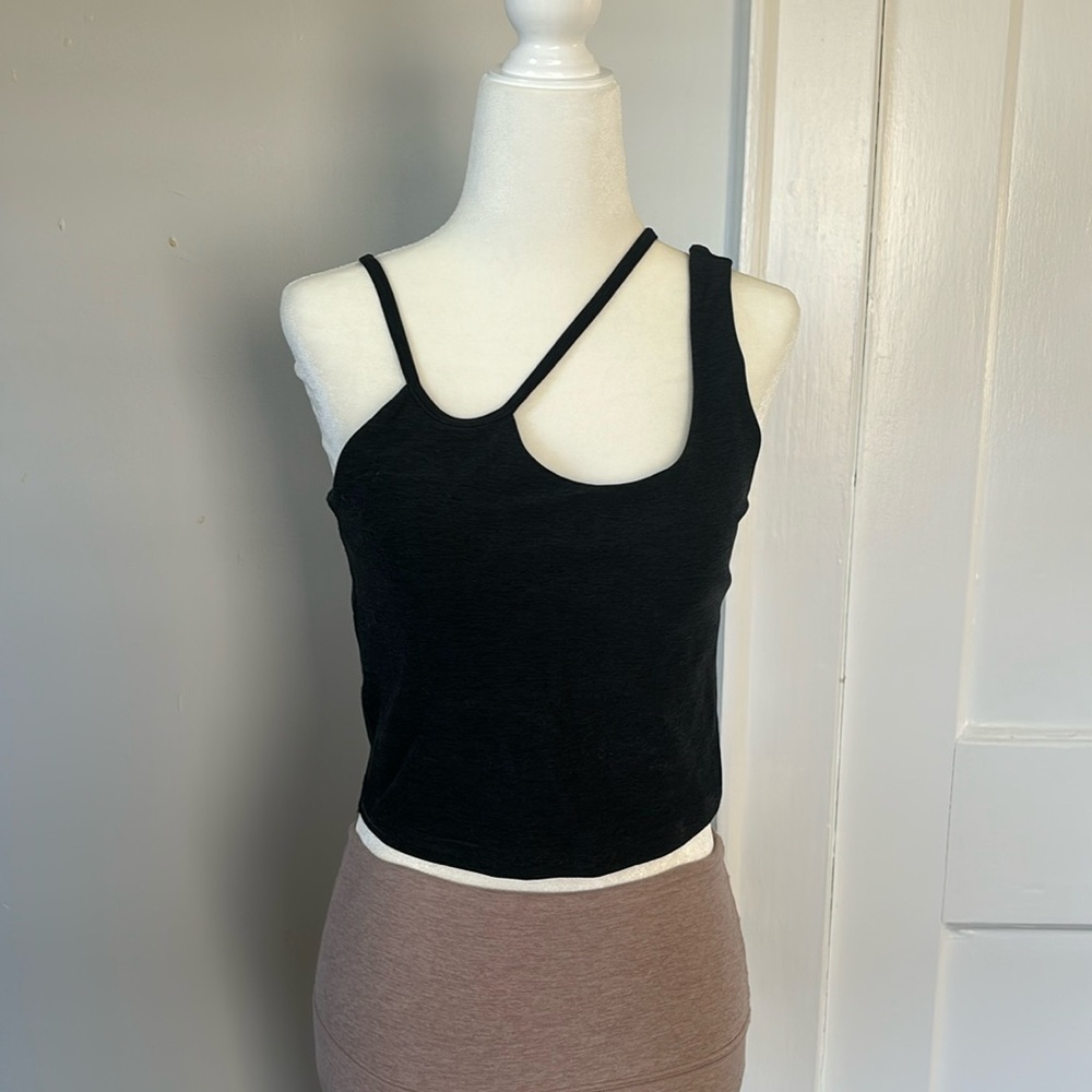 Beyond Yoga asymmetrical crop top in Black